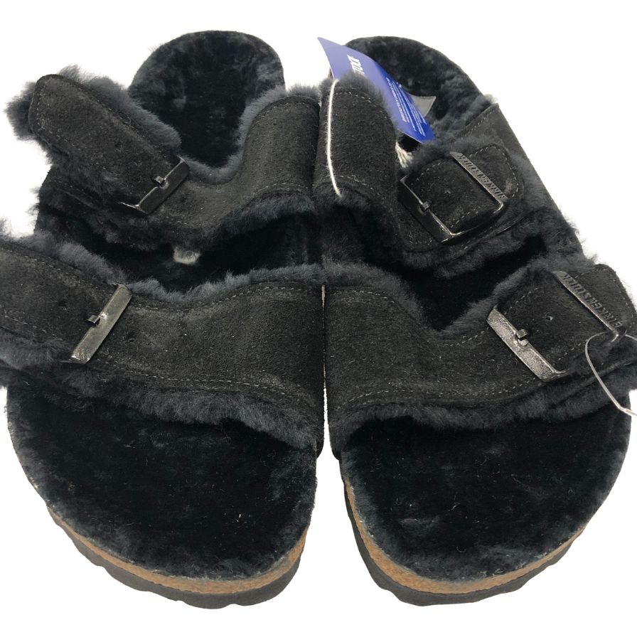 ビルケンシュトック サンダル アリゾナ シアリング スエード ブラック ボア ファー サイズ42 27.0cm メンズ ブラック BIRKENSTOCK  約27.0cm【LA】【中古】