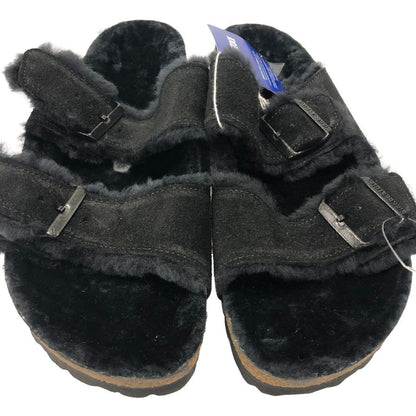 ビルケンシュトック サンダル アリゾナ シアリング スエード ブラック ボア ファー サイズ42 27.0cm メンズ ブラック BIRKENSTOCK  約27.0cm【LA】【中古】
