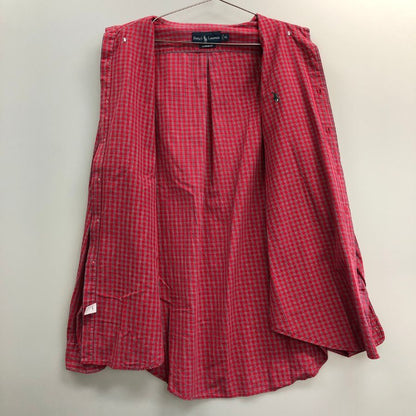美品◆ラルフローレン ボタンダウンシャツ 90S チェック レッド メンズ サイズXL Ralph Lauren 【AFB43】