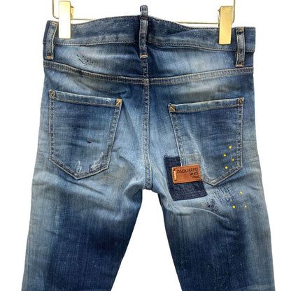 ディースクエアード デニムパンツ cool girl cropped jean エイジング加工 ペイント加工 コットン ポリウレタン サイズ38 レディース ブルー DSQUARED2 【AFB17】