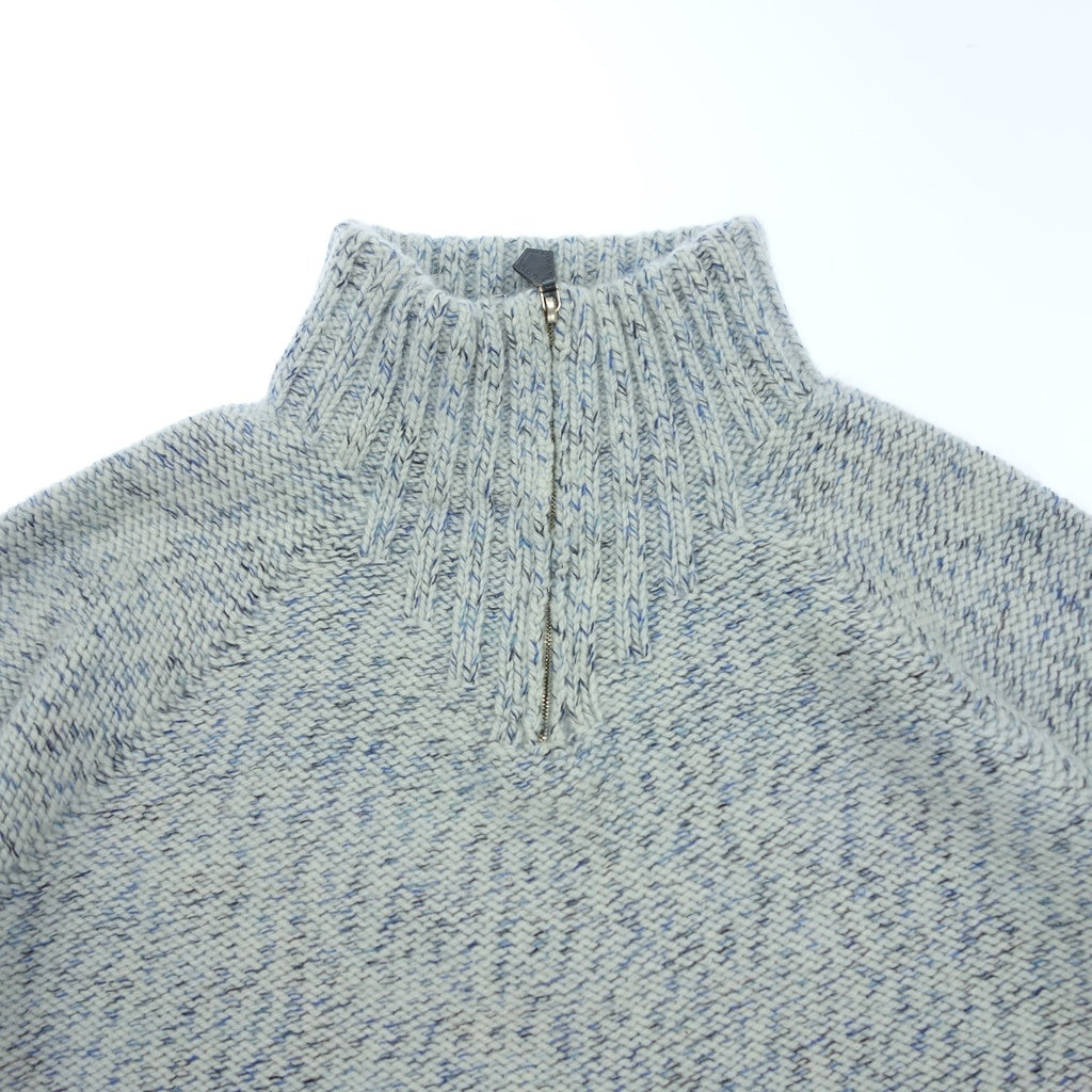 Used ◆Hermes knit sweater half zip 100% cashmere saxophone blue men's size M HERMES [AFB37] 