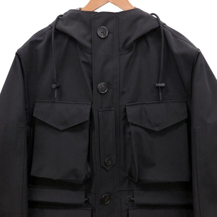 極美品◆セオリー ナイロンフーデッドジャケット ドローコード ブラック サイズM メンズ theory 【AFB56】
