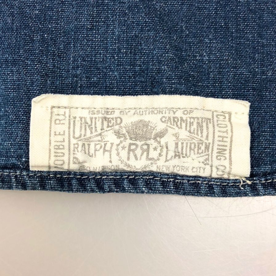 美品◆ダブルアールエル ラルフローレン デニムシャツ ダブルポケット サイズXS メンズ ブルー RRL Ralph Lauren 【AFB37】