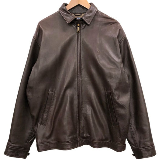 美品◆ポロ ラルフローレン シングルライダースジャケット ブラウン メンズ サイズL POLO RALPH LAUREN 【AFB4】