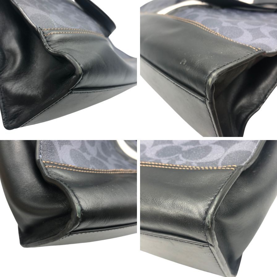 コーチ トートバッグ 2WAY シグネチャー PVC×レザー ネイビー×ブラック メンズ COACH【AFE12】