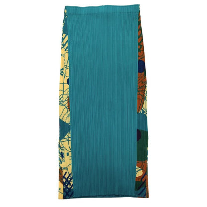 プリーツプリーズ イッセイミヤケ 02SS ロングスカート サイドスリット グリーン系 レディース サイズ1 PP22-JG776 PLEATS PLEASE ISSEY MIYAKE【AFB1】