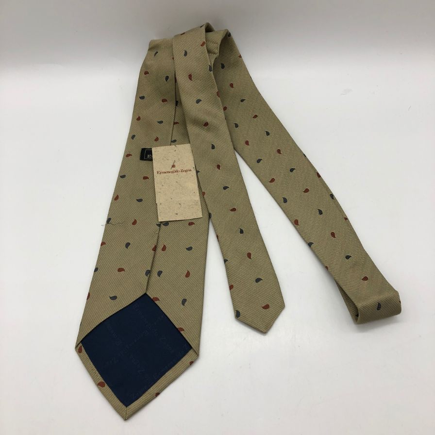 エルメネジルドゼニア ネクタイ 総柄 カーキ系 Ermenegildo Zegna【AFI11】