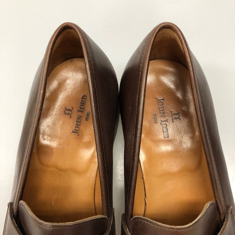 ジョンロブ レザーシューズ ペニーローファー キャンパス 315ラスト カーフ メンズ ダークブラウン サイズUK6E JOHN LOBB CAMPUS ローファー 約24.5cm【LA】【中古】