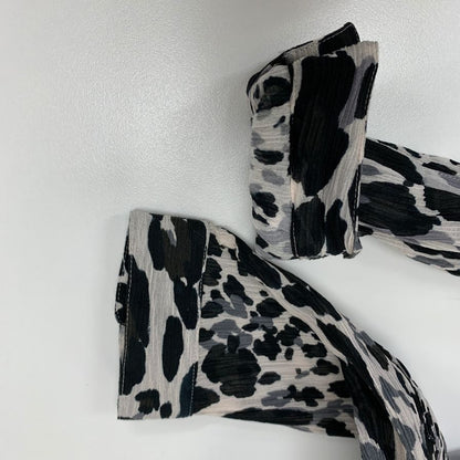 美品◆サンローラン シャツ 長袖 20SS 599291 コットン シルク レオパード シースルー プリーツ加工 メンズ サイズ38 ホワイト系 SAINT LAURENT 【AFB1】