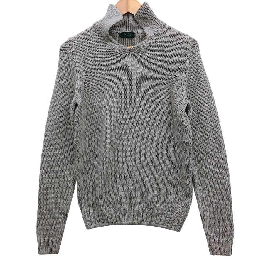 美品◆ザノーネ ニット スキッパー コットン100％ メンズ グレー サイズ44 ZANONE 【AFB45】