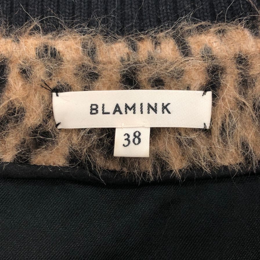極美品◆ブラミンク 19AW ジップアップブルゾン レオパード ウール 総柄 レディース サイズ38 BLAMINK 【AFB32】