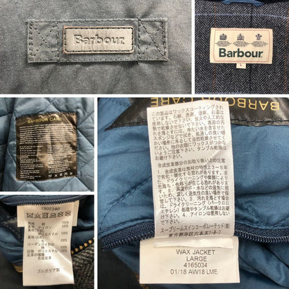 極美品◆バブアー オイルドジャケット 3ワラント メンズ ネイビー Lサイズ Barbour 【AFA9】