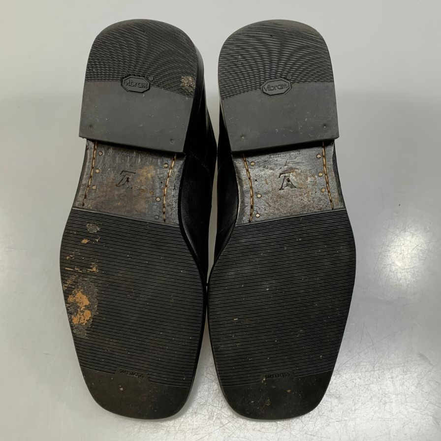 ルイヴィトン レザーシューズ スクエアトゥ ブラック メンズ サイズ7 LOUIS VUITTON 約26.0cm【AFC47】