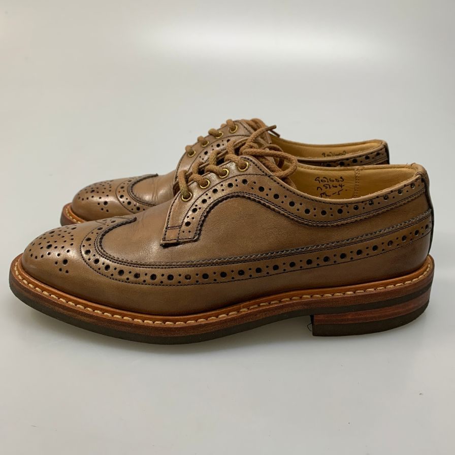 トリッカーズ レザーソウル別注 レザーシューズ ロングウイングチップ M5164 ブラウン メンズ サイズ5.5 Tricker’s ビジネスシューズ 約24.0cm【LA】【中古】