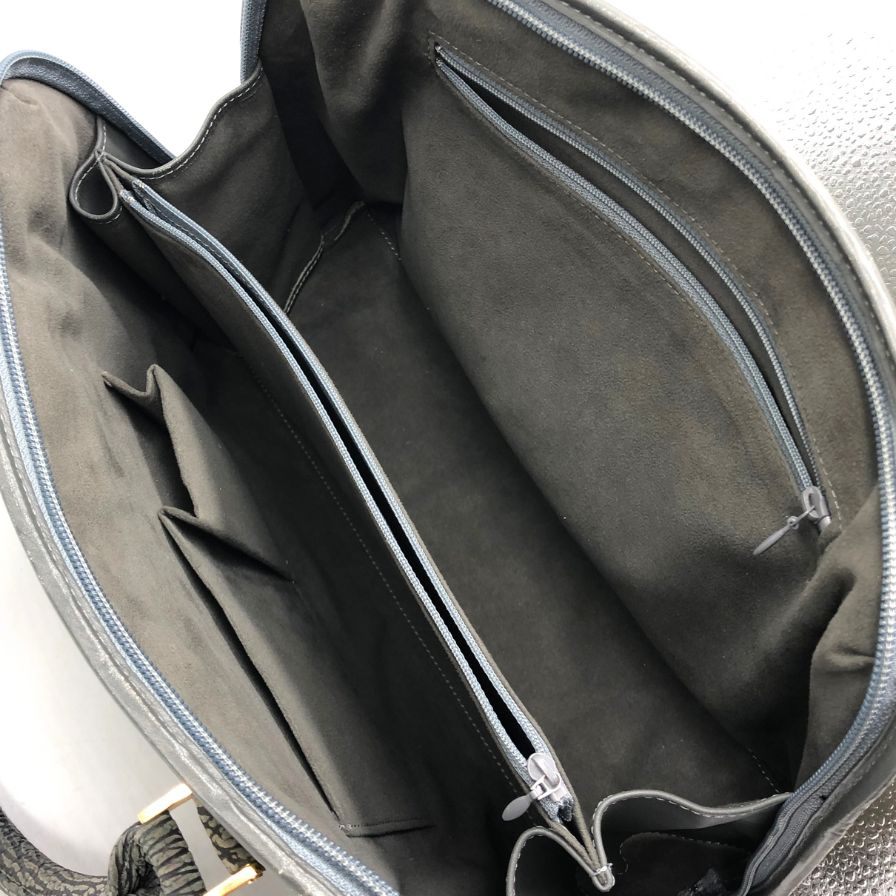 ノーブランド ハンドバッグ エレファント調 グレー系 レディース レザー【AFE12】