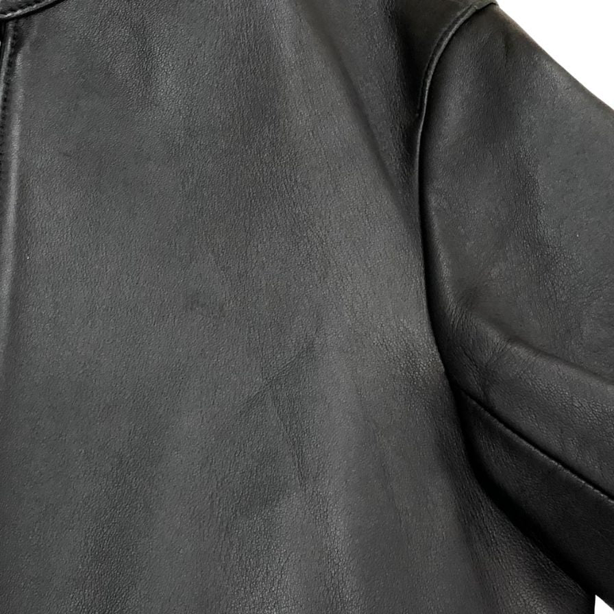 美品◆リドム シングルライダース ジャケット ジップアップ 本革 羊革 ラムレザー サイズS メンズ ブラック  LIDnM 【AFB5】