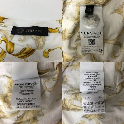 美品◆ヴェルサーチェ 半袖Tシャツ 総柄 ホワイト レディース サイズXS A89503S VERSACE 【AFB14】