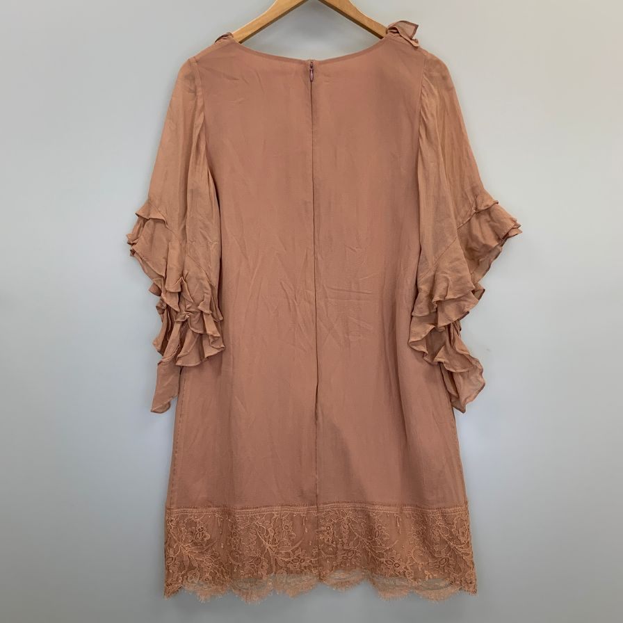 中古◆グレースコンチネンタル ワンピース フリル デザイン シルク チュニック ピンク レディース サイズ36 GRACE CONTINENTAL 【AFB5】