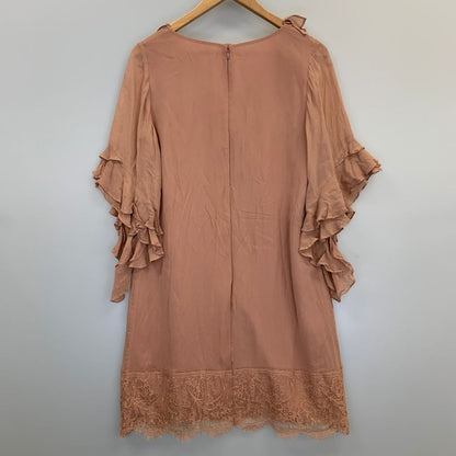中古◆グレースコンチネンタル ワンピース フリル デザイン シルク チュニック ピンク レディース サイズ36 GRACE CONTINENTAL 【AFB5】