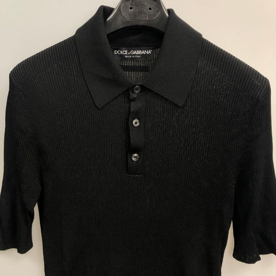 美品◆ドルチェ＆ガッバーナ ポロシャツ ニット メンズ ブラック サイズ48 DOLCE＆GABBANA 【AFB4】
