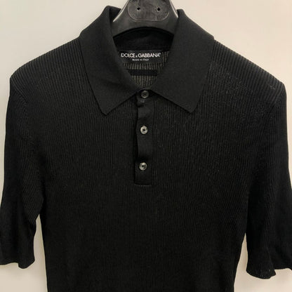 美品◆ドルチェ＆ガッバーナ ポロシャツ ニット メンズ ブラック サイズ48 DOLCE＆GABBANA 【AFB4】