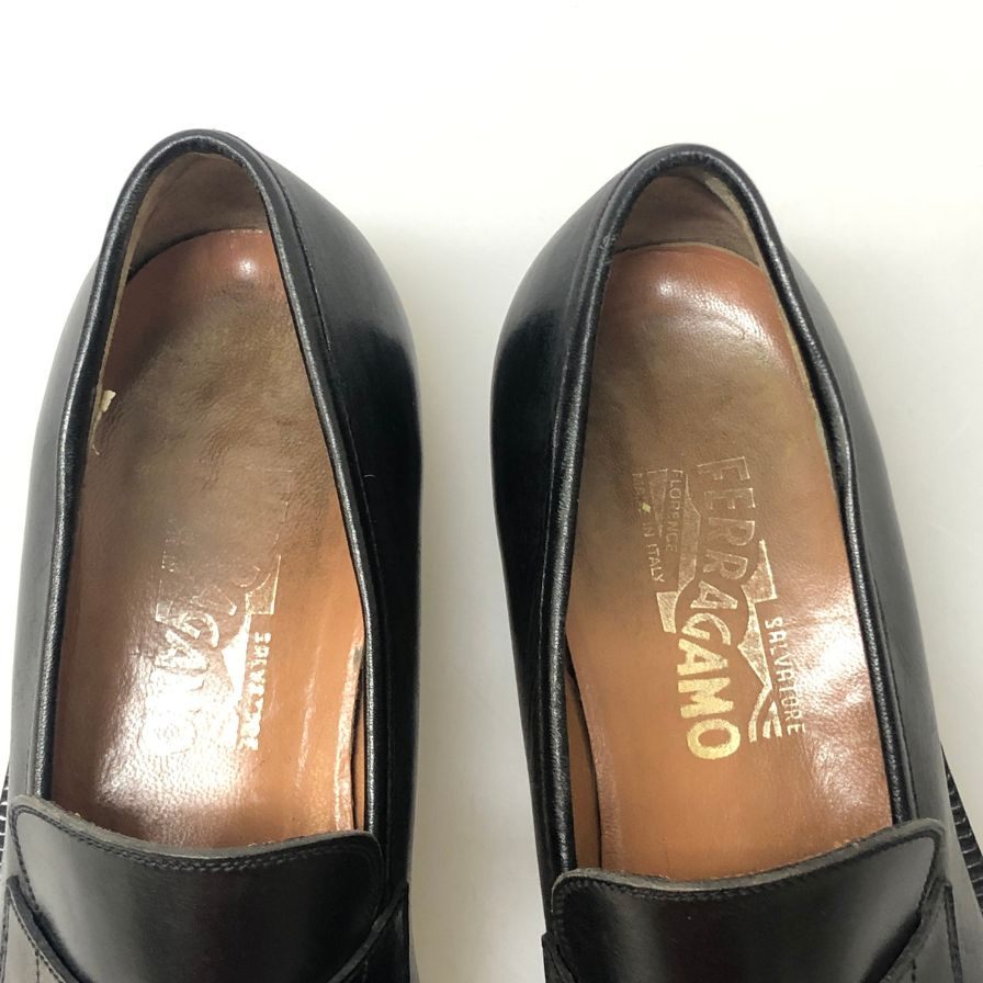 サルバトーレ フェラガモ スリッポン キャップトゥ ブラック サイズ26R メンズ Salvatore Ferragamo 約26.0cm【AFC28】