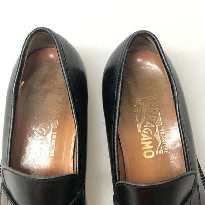 サルバトーレ フェラガモ スリッポン キャップトゥ ブラック サイズ26R メンズ Salvatore Ferragamo 約26.0cm【AFC28】