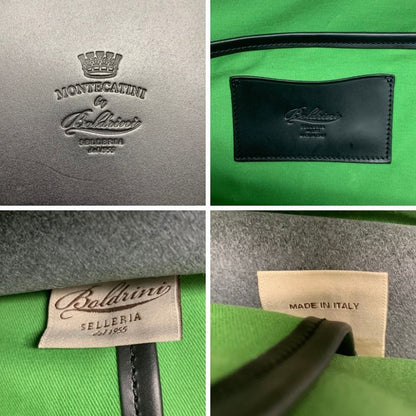 ブリオーニ クラッチバッグ レザー セカンド 鞄 手持ち ブラック グリーン Brioni【AFE10】
