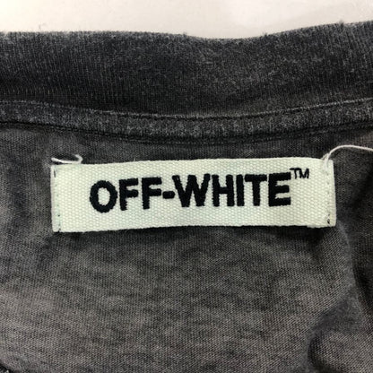 美品◆オフホワイト 半袖Tシャツ ダメージ加工 グレー系 メンズ サイズM OFF WHITE 【AFB3】