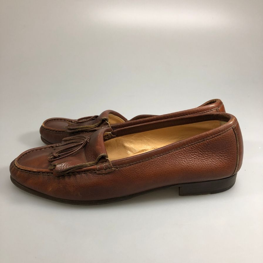 フェラガモ タッセルローファー レザー 3310 カーフ キルト ブラウン サイズUK7EE Ferragamo 約25.5cm【AFC47】