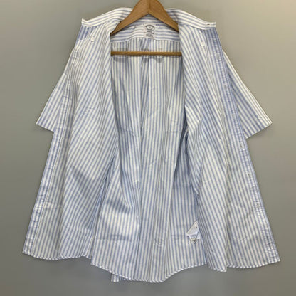 美品◆ブルックスブラザーズ 半袖シャツ ストライプ コットン ボタンダウン ブルー メンズ サイズ15 Brooks Brothers 【AFB30】
