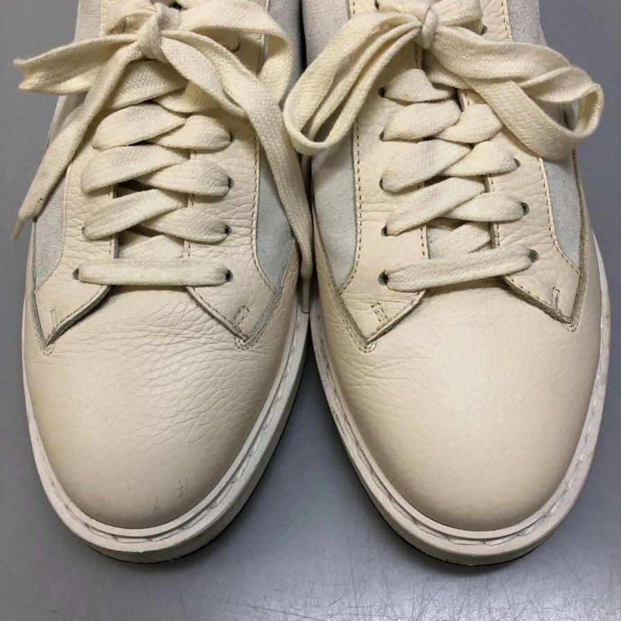 ブルネロ クチネリ レザースニーカー スエード ホワイト×ライトブルー EU40 BRUNELLO CUCINELLI 約25.0cm【AFC28】