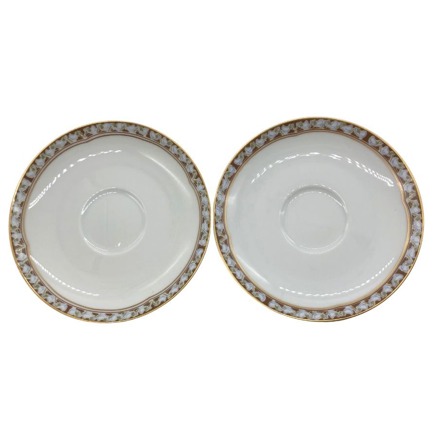 アビランド リモージュ カップ&ソーサー 2組セット デミタスカップ エスプレッソ 花柄  ホワイト系 Haviland LIMOGES【AFI26】【中古】