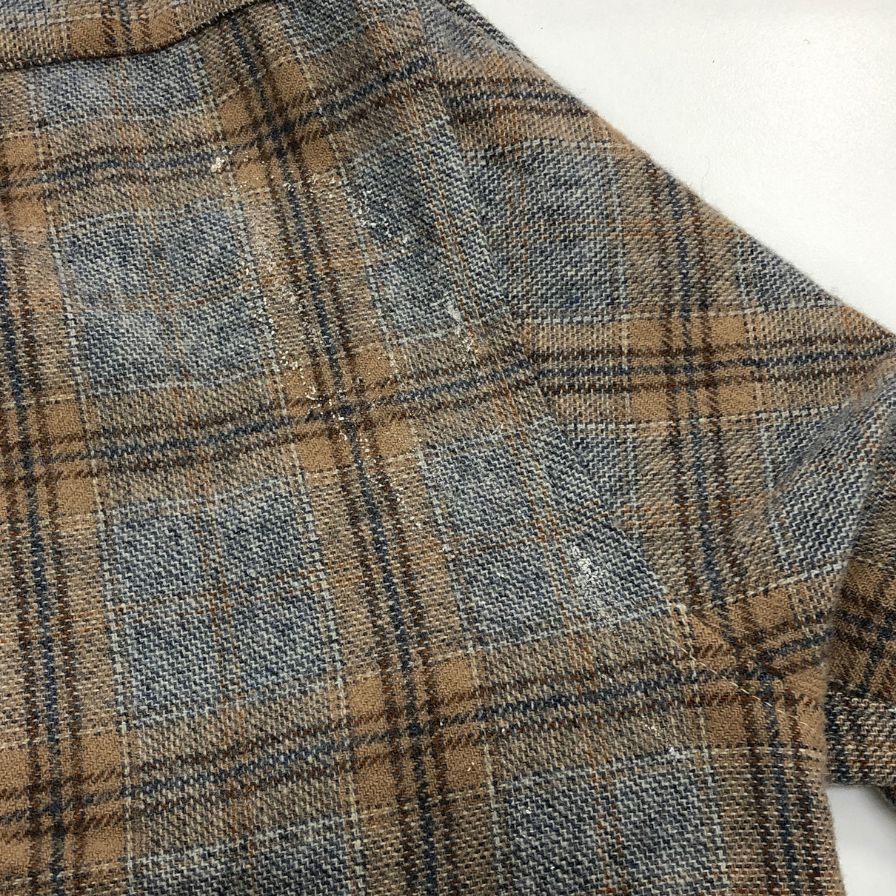 中古◆ペンドルトン 70S チェックシャツ ウール ベージュ系 メンズ サイズM PENDLETON 【AFB37】