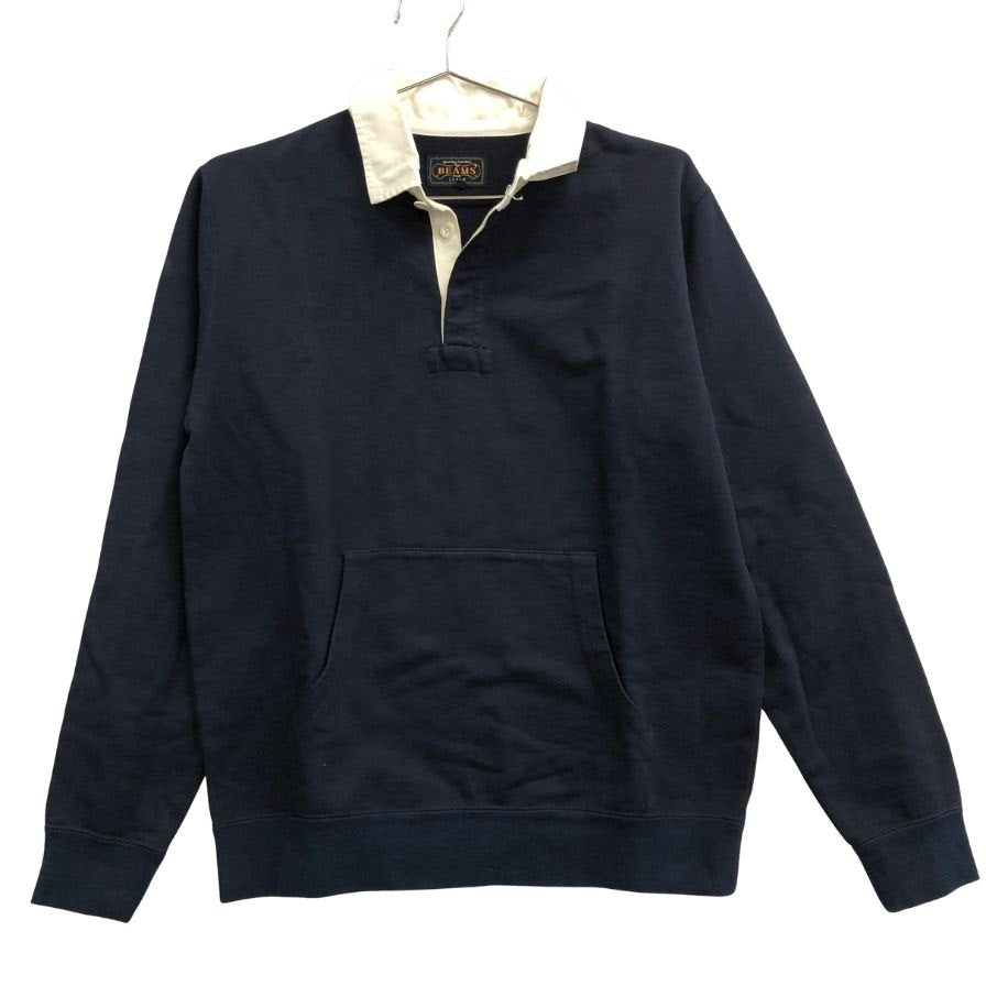 美品◆ビームスプラス ラガーシャツ コットン ネイビーサイズS BEAMS PLUS 【AFB38】