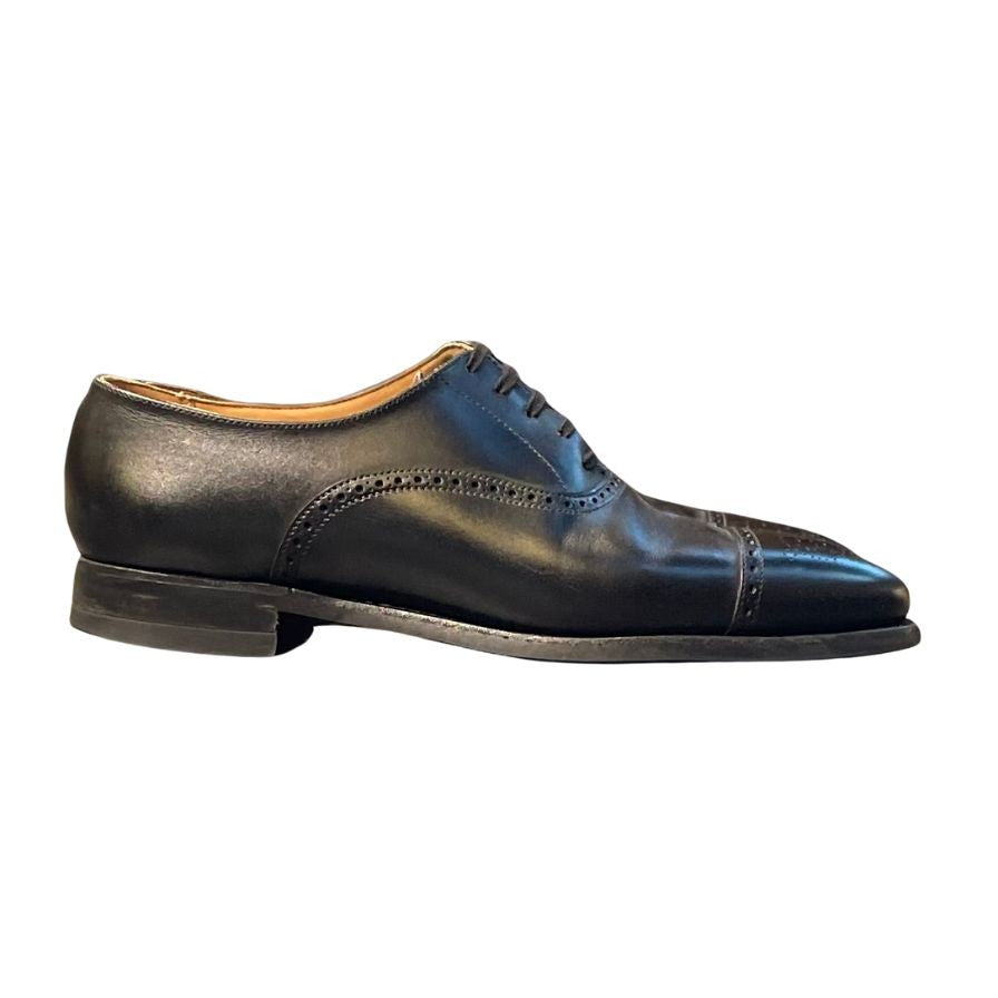 クロケット&ジョーンズ レザーシューズ トレーディングポスト別注 MALTON セミブローグ ブラック メンズ サイズUK6E CROCKETT&JONES  約24.5cm【LA】【中古】