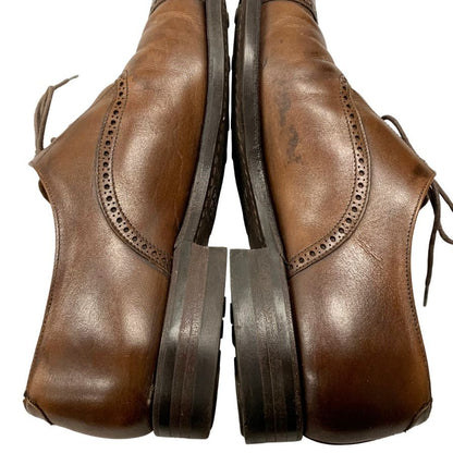 クロケット&ジョーンズ レザーシューズ セミブローグ MALTON ブラウン UK7.5 CROCKETT&JONES 約26.0cm【AFC44】