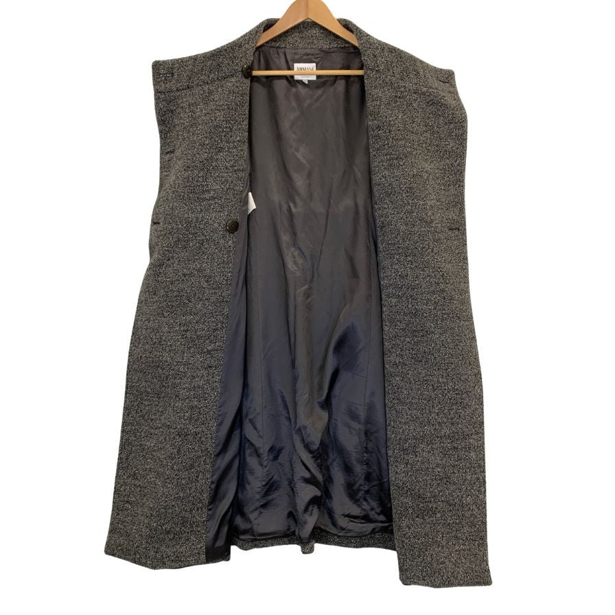 美品◆アルマーニ コレツィオーニ ロングコート ウール ノーカラー ロング丈 ブラウン レディース サイズ42 ARMANI COLLEZIONI 【AFA15】