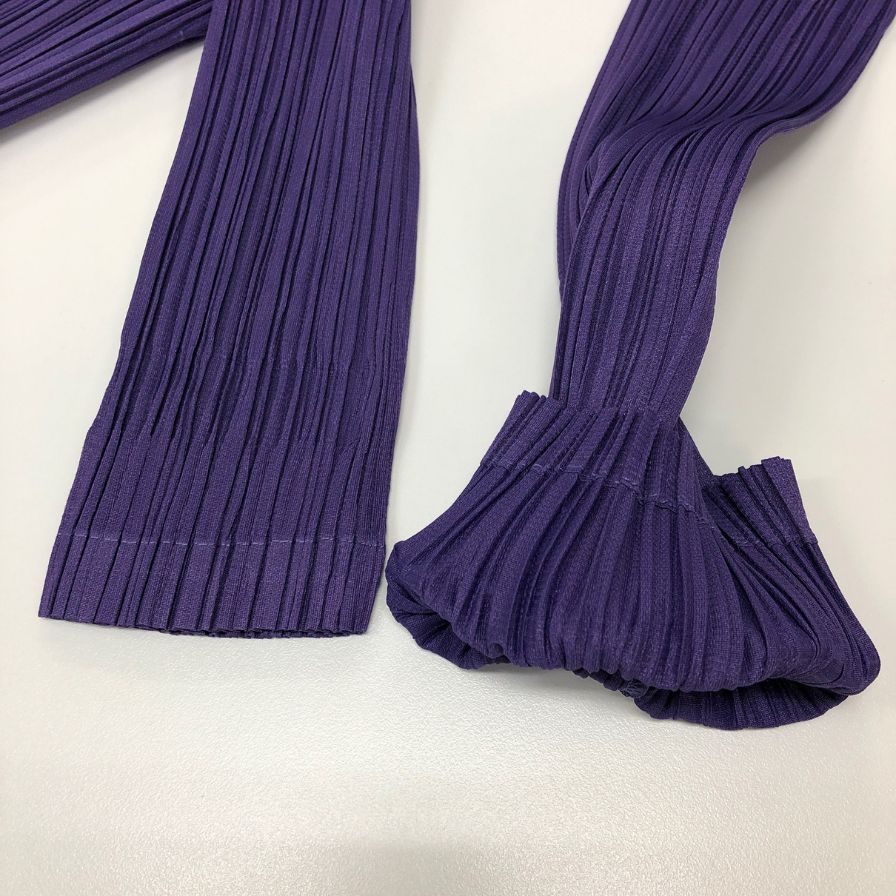 美品◆プリーツプリーズ ジャケット ジップアップ PP83-JC162 ポリエステル レディース パープル サイズ3 PLEATS PLEASE 【AFB33】