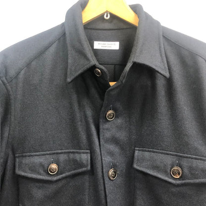美品◆ミナミシャツ オーダー シャツジャケット ウール想定 フランネル フォックスブラザーズ生地 メンズ サイズ不明 ネイビー MINAMI SHIRTS BESPOKE 【AFB3】