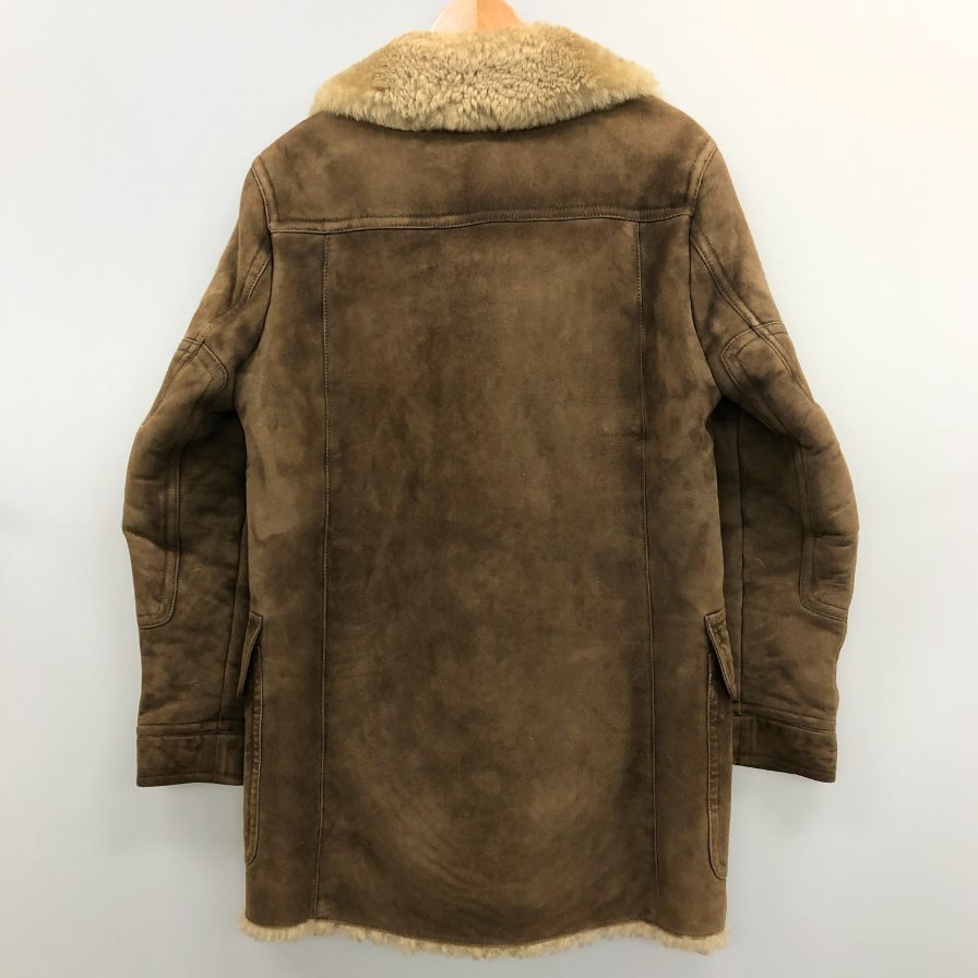 美品◆グッチ ムートンコート 11AW 羊毛皮 スウェード ボア ロング丈 ベージュ メンズ サイズ44 GUCCI 【AFB52】