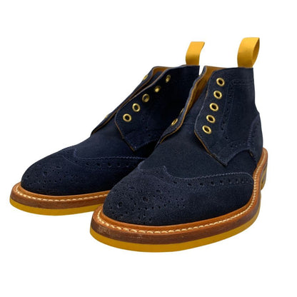 トリッカーズ カントリーブーツ M5833 ウィングチップ スエード メンズ サイズ 8 ブルー系 Tricker's ブーツ 約26.5cm【LA】【中古】