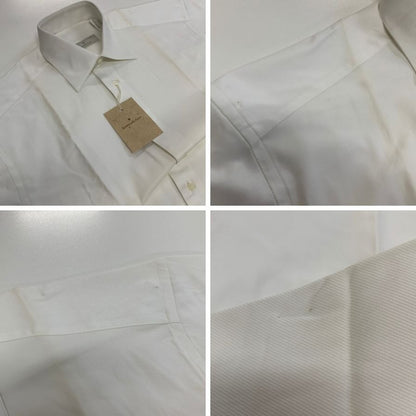 新品同様◆エルメネジルドゼニア 長袖ドレスシャツ カフス用 ホワイト サイズ39/15.5 Ermenegildo Zegna 【AFB2】