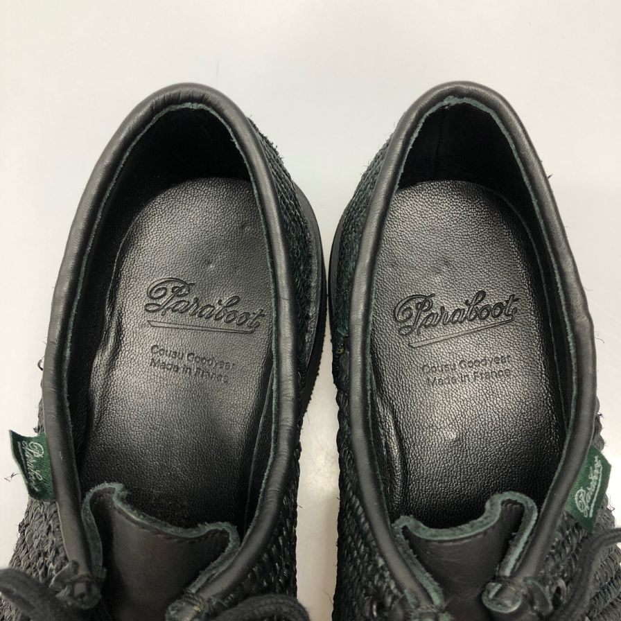 パラブーツ レザーシューズ ミカエル チロリアン ラフィア ブラック サイズ5.5 PARABOOT MICHAEL ビジネスシューズ 約24.5cm【LA】【中古】