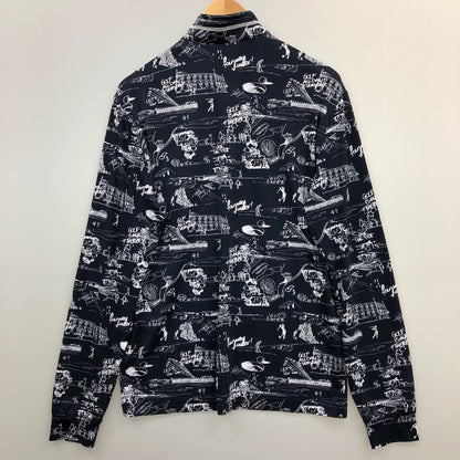 新品同様◆シェルボ Tシャツ ロングスリーブ 総柄 ブラック系 メンズ サイズ48 CHERVO 【AFB5】