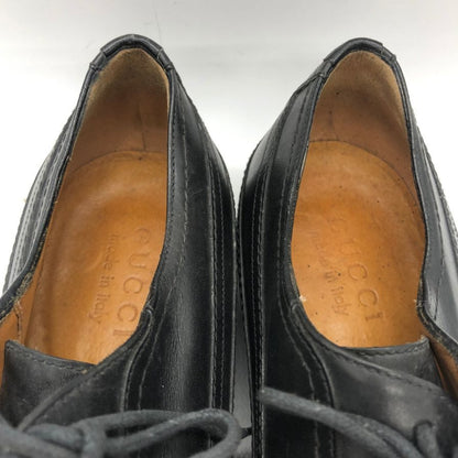 グッチ ウイングチップ カーフ ロゴ刻印 ステッチ メンズ ブラック サイズ40E GUCCI 約25.0cm【PTM4】