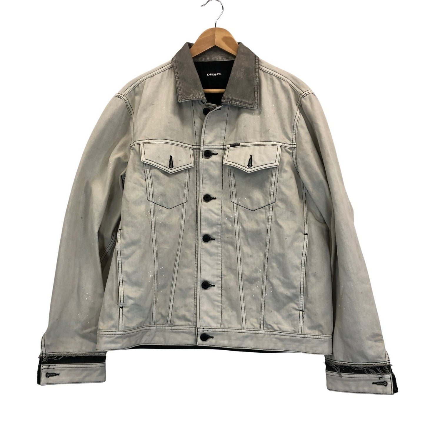 美品◆ディーゼル デニムジャケット スター D-ILLIE ペイント メンズ ホワイト Lサイズ DIESEL 【AFA16】