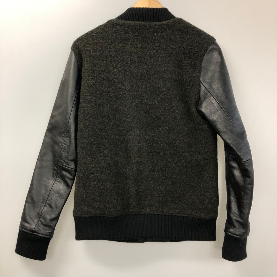美品◆ノーアイディ ブルゾン スタジャン ウール 牛革 ブラック メンズ サイズ2 NO ID. 【AFG1】