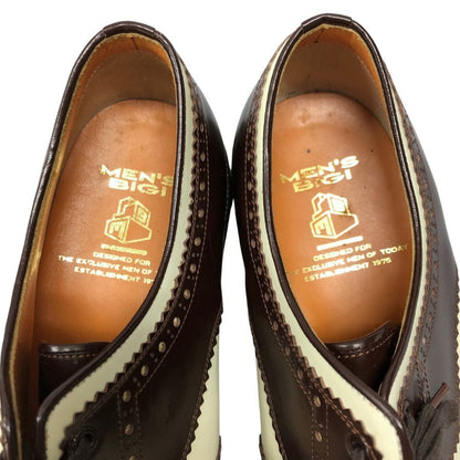 メンズビギ レザーシューズ サイズ25 ブラウン×ホワイト系 MEN’S BIGI 約25.0cm【AFD15】