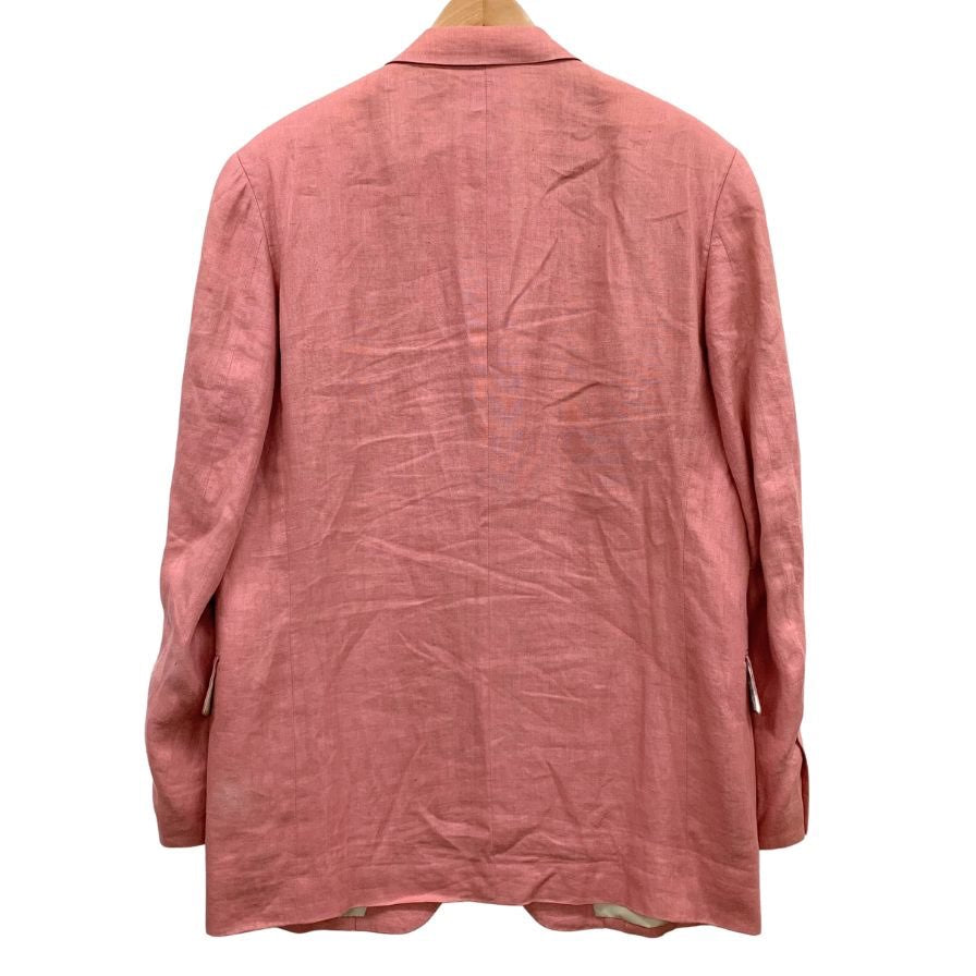 中古◆メンズビギ テーラードジャケット リネン 3B 背抜き 薄手 春夏 ピンク メンズ サイズL Men's BIGI 【AFB26】